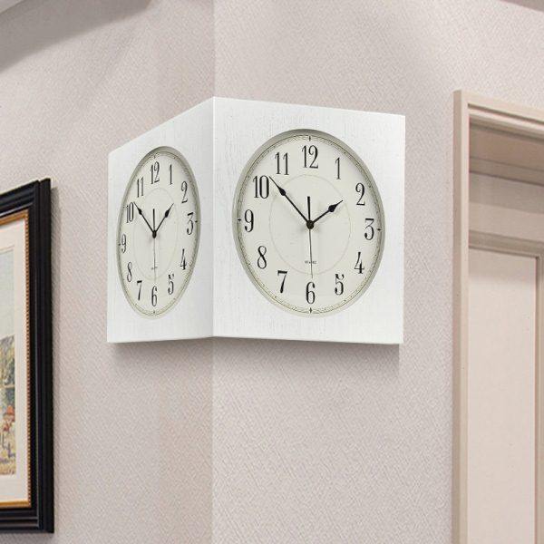 双面挂钟客厅家用时尚直角钟表创意时尚装饰挂墙时钟拐角两面挂表,家居饰品,挂钟,淘宝优惠券,粉丝福利购,淘宝优惠卷