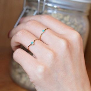 LIMV原创无优化原矿绿松石戒指显白女新款不退色简约精致指环气质