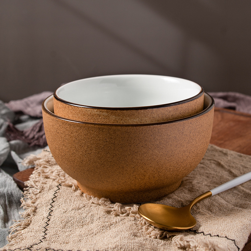 日式创意陶瓷拉面碗家用大号汤碗加厚磨砂黄色钵碗粉面馆商用餐具