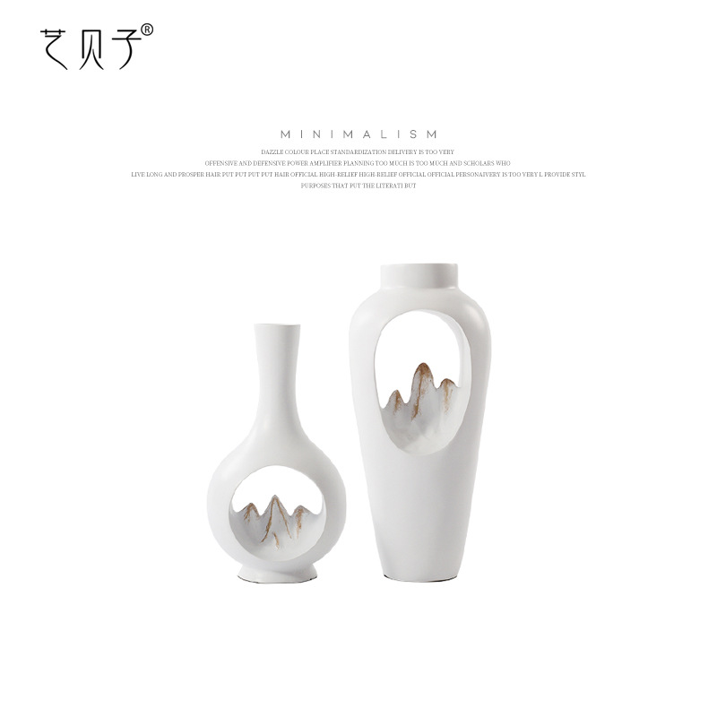 新中式后现代家居软装饰品创意客厅电视柜玄关摆设样板房花瓶摆件