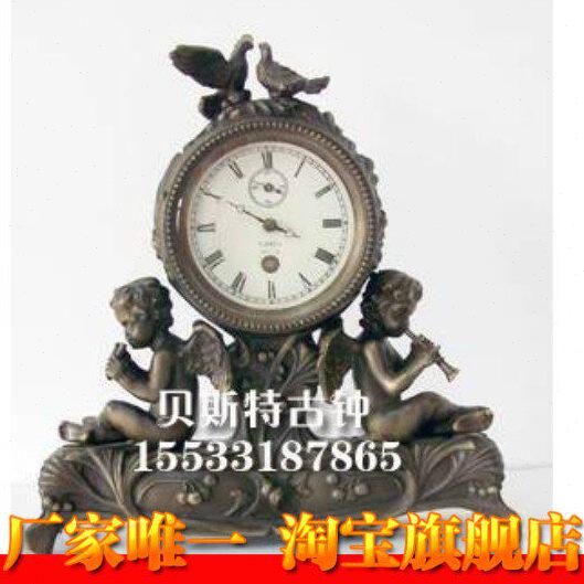 全铜天使座钟|把玩仿复古机械钟表|古典老式上弦钟表|仿古董钟