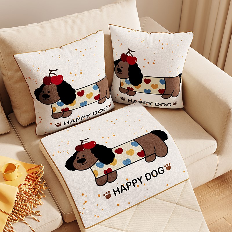 腊肠狗抱枕被子两用二合一四季卡通汽车折叠车用毛绒X办公室午睡