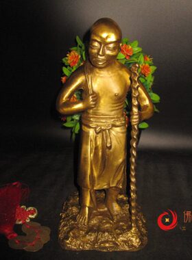 十不全施青天施世伦像神佛像铜像工艺品纯铜人物桌面摆件包邮纯铜