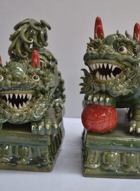 陶瓷工艺品摆件现代创意中式家居招财桌面装饰品摆设火球麒麟礼品