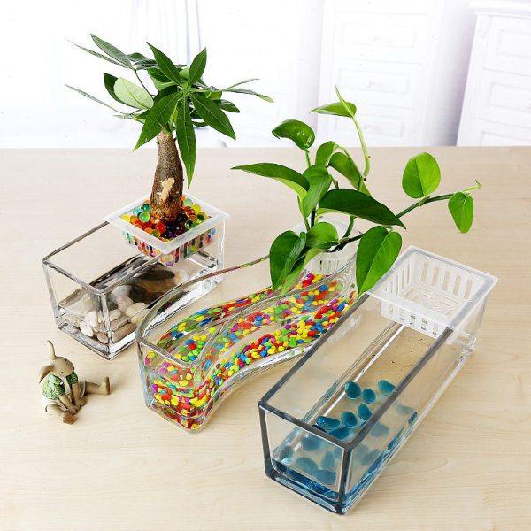 包邮 透明玻璃花瓶水培长方形水养植物花盆创意鱼缸造景花瓶容器