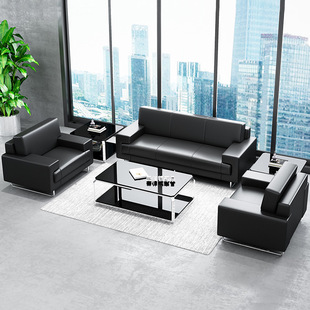 办公室办公沙发茶几组合套装商务休息会客接待室简约现代西皮沙发