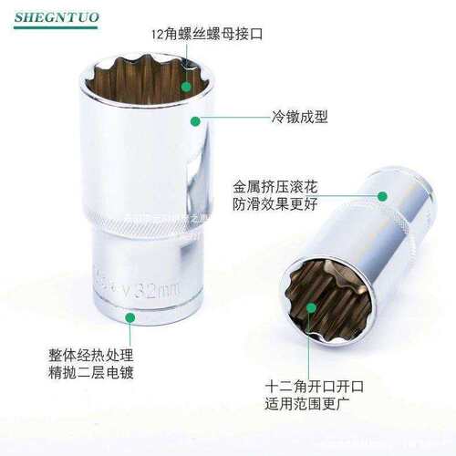 梅花套筒加长大飞接口套头整套12角20件盒装汽修机修套装8—32mm