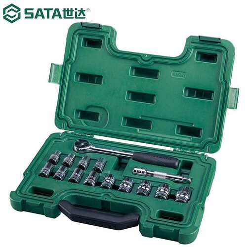 SATA15件12.5MM系列套筒组套 大飞棘轮万向接头手动套筒扳手09525