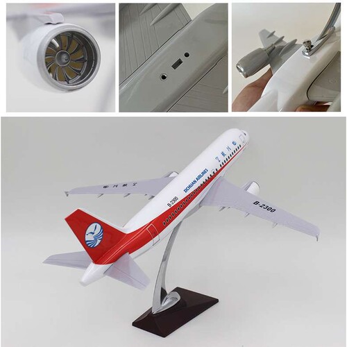 厂家销售1:100仿真飞机模型A320四川航空 37cm民广告宣传纪念收藏