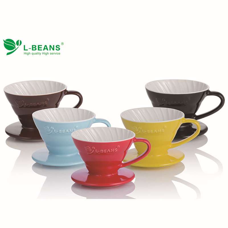 厂家直销L-BEANS V01陶瓷冲杯 手冲咖啡 V60手冲咖啡滤杯1~2人份