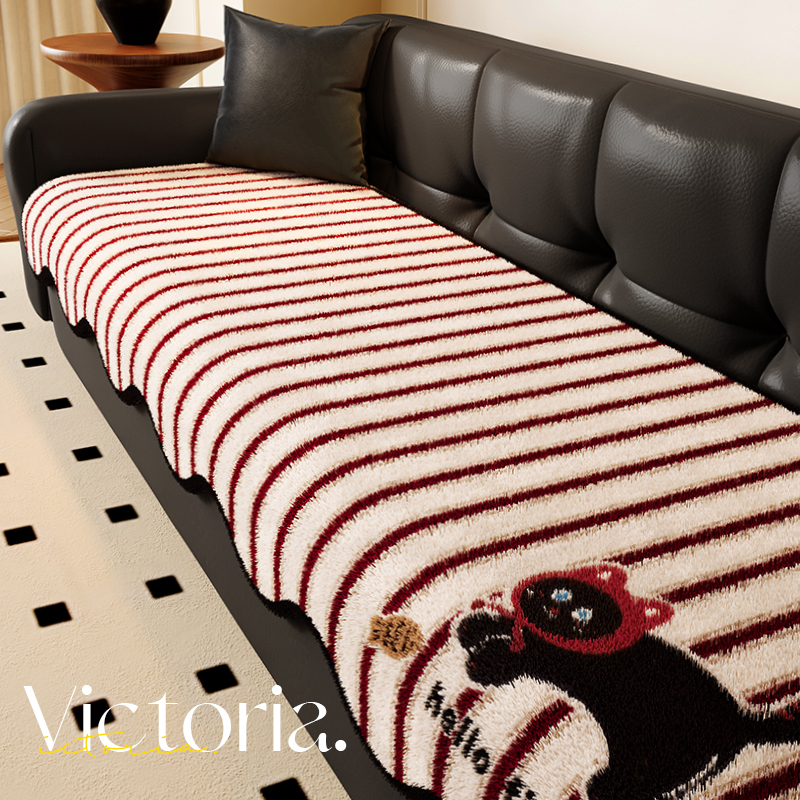 异形沙发垫冬季毛绒2024新款不规D则坐垫防滑高级感直排沙发盖布