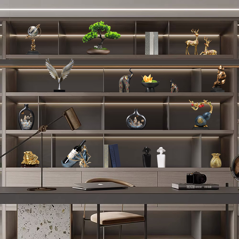 领导办公室装饰摆件高端大气w上档次老板柜子新中式公司酒柜工艺