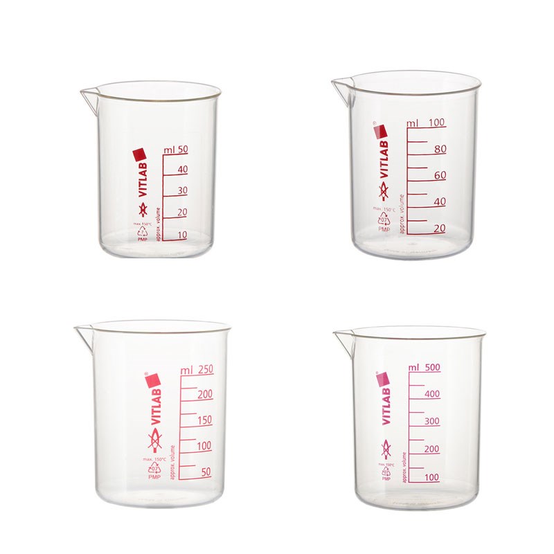 VITLAcB塑料烧杯PMP烧杯50/100/250/500ml高透高温格里芬烧杯进口