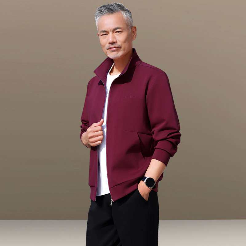 爸爸春装中老年休闲运动服套装男士春秋季爸爸装父亲开衫两件套棉