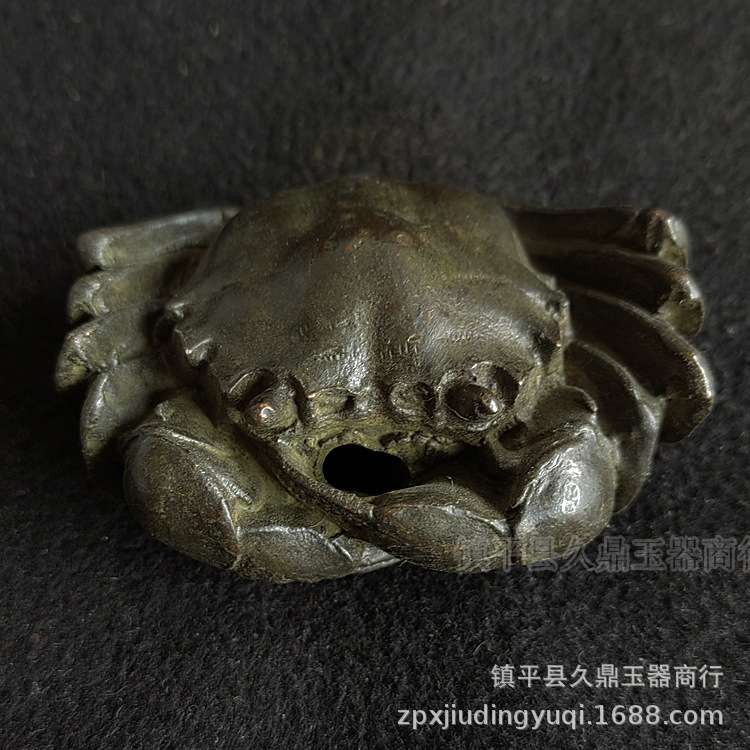 古玩杂项 仿古青铜大号实心螃蟹摆件铜器家居办公饰品摆件