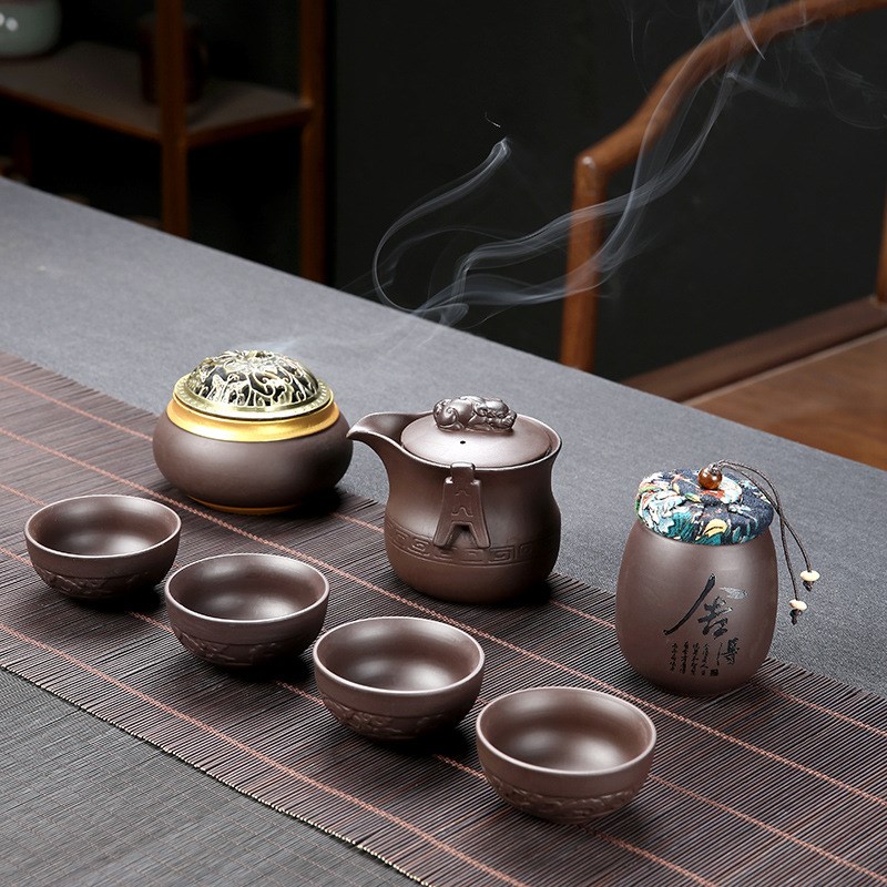 国潮功夫茶d具套装创意茶壶香炉檀香礼盒一壶四杯商务活动伴手礼