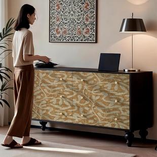 法式中古风客厅六斗柜家用卧室床尾收纳置物柜实木搭台装饰柜定制