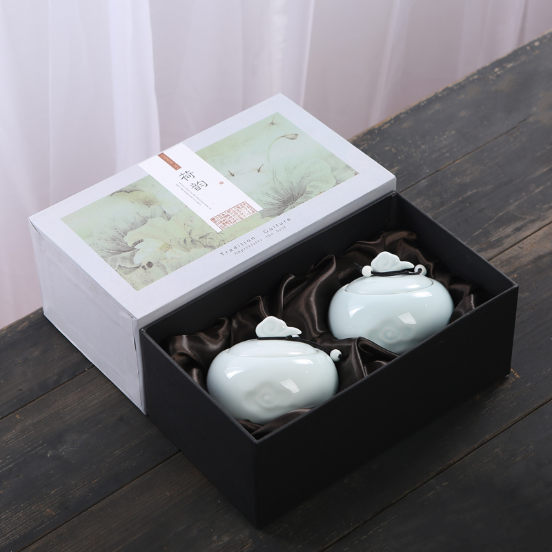 茶叶礼盒包装 陶瓷茶叶罐普洱绿茶红茶半斤装R密封罐空盒印制定制