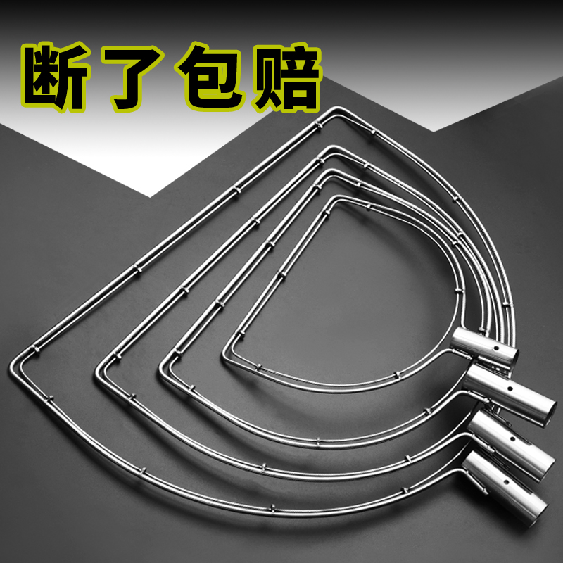 渔具用品不锈钢实心抄网头网圈平D口方形钓场养殖双圈大物操网头
