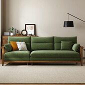 北欧实木灯芯绒沙发日式 小户型客厅三人位简约风转角可调节贵妃位