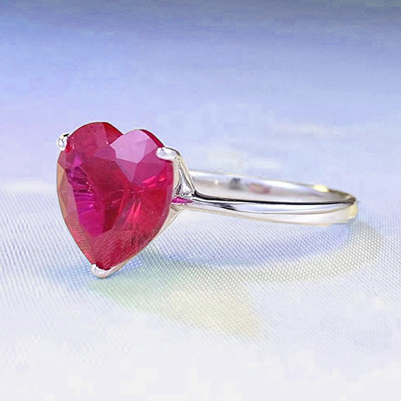 珠宝 2023新款925银4克拉C心形10*10高碳钻戒指爱心欧美简约