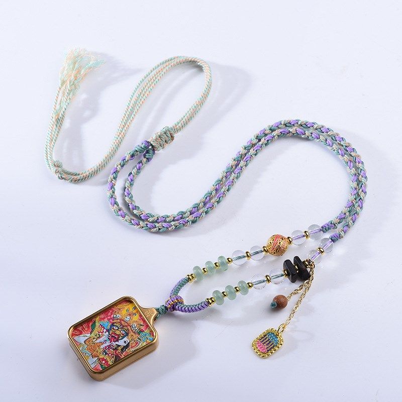 新中式藏b式吊坠绳手工编织项链绳吊坠挂绳扎基拉姆脖挂唐卡饰品