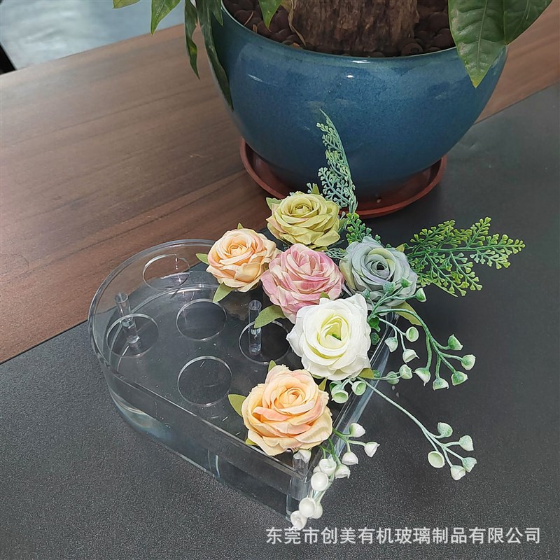 透明亚克力心型花瓶鲜花收纳A盒婚礼酒席桌面装饰简约花瓶花器