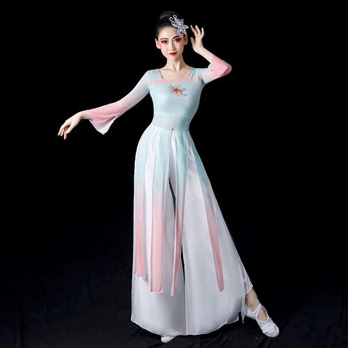 古典舞演出e服女飘逸 中国风民族扇子舞伞舞雪纺秧歌服装新款套装