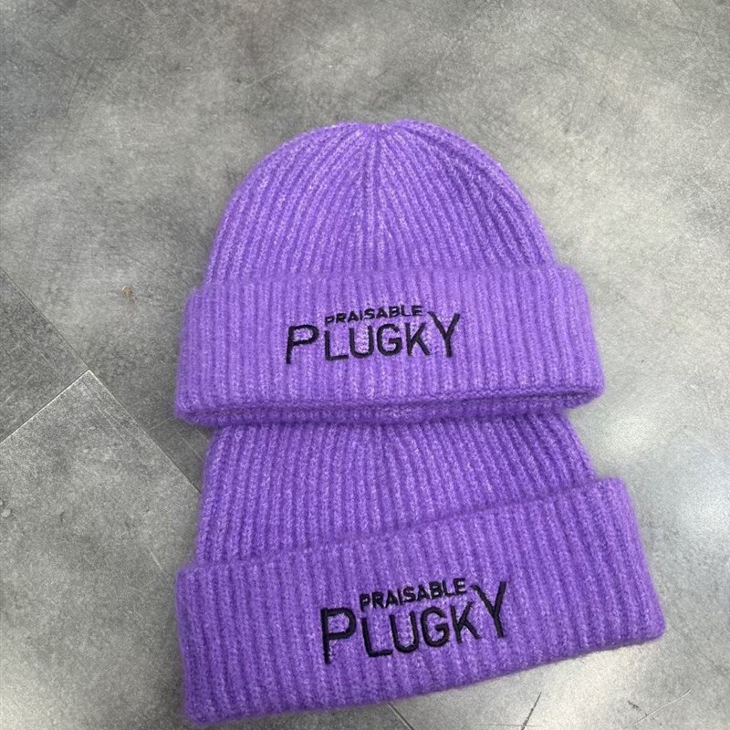 2024新款毛线帽子显脸小女刺绣款大头围男N士护耳帽套头帽冷帽保