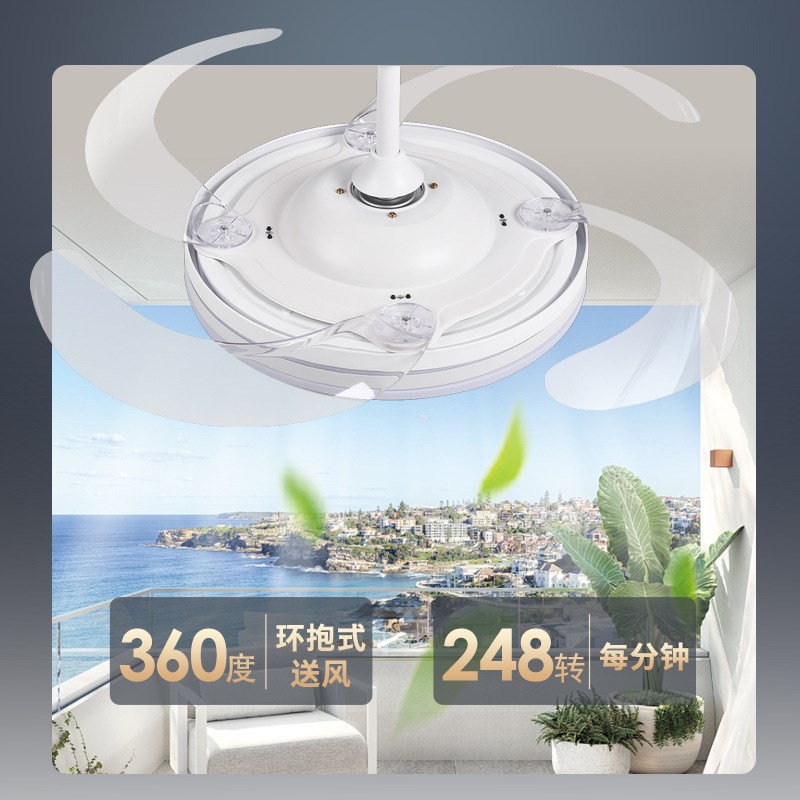 新款隐形风扇灯静音智能吊扇灯z全光谱护眼餐厅客厅风扇灯厂家直