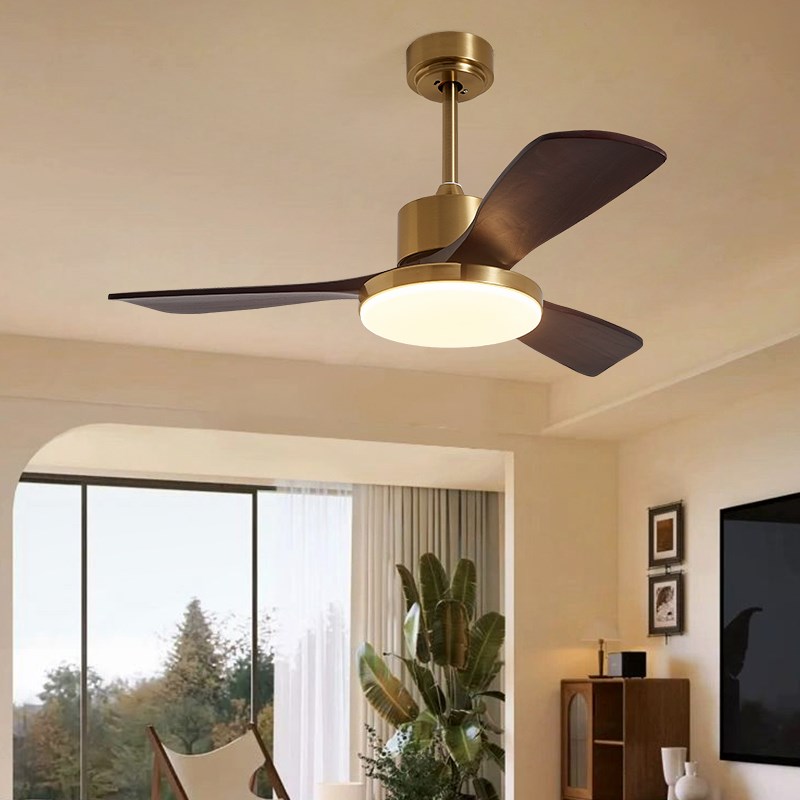 法式2025新款风扇灯胡桃木客厅吊扇灯中古风餐厅卧室静音护眼吊灯