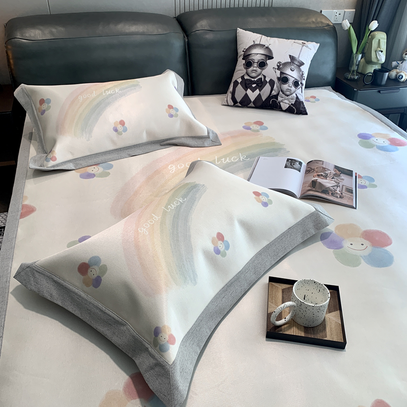 新款1200D冰丝席三件套宝宝空调凉席水洗儿童婴儿可用软席子床笠