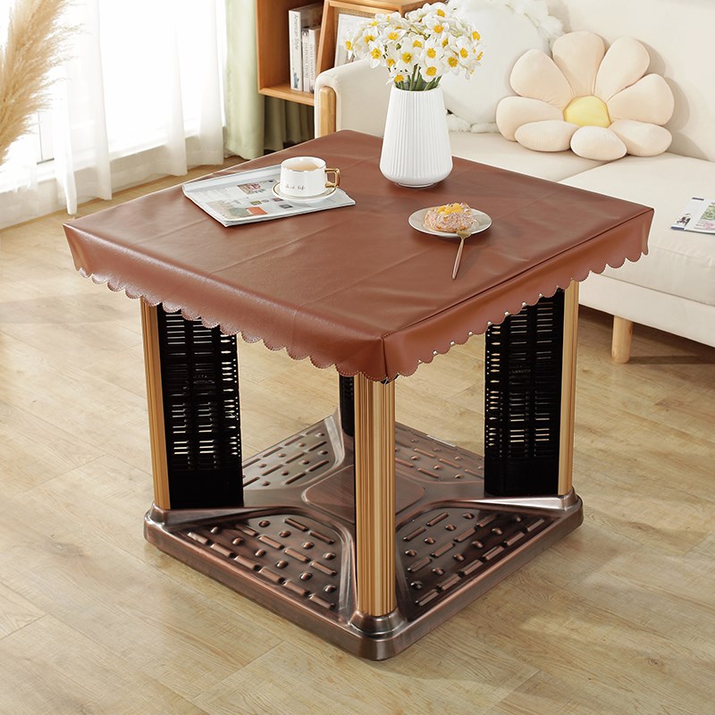 新款烤火罩皮套防水防油免洗茶几桌布餐桌垫正方形桌罩套PVC台布