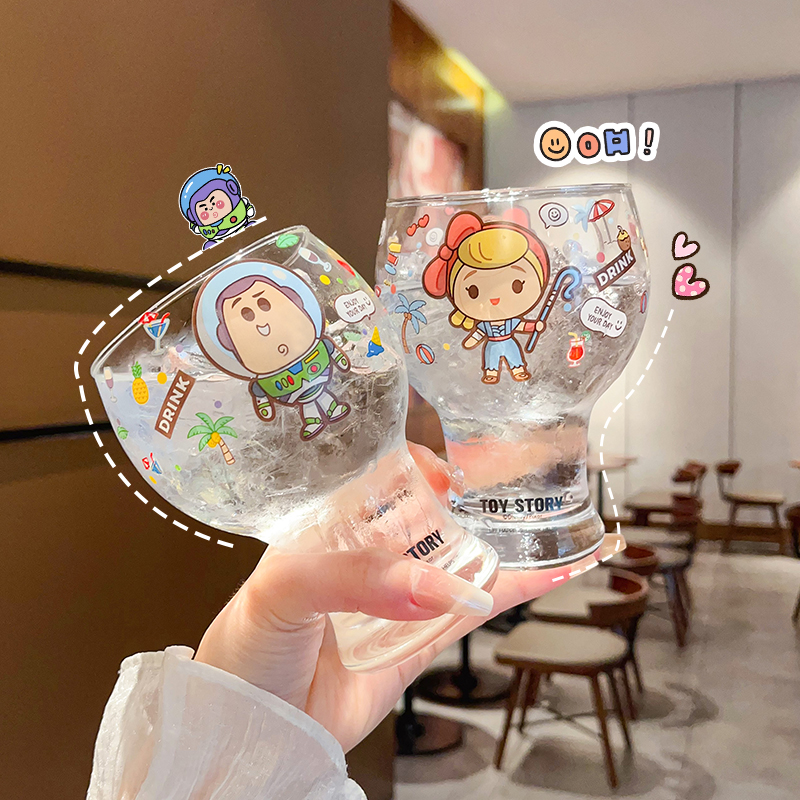 巴斯光年啤酒杯玻璃杯家用大容量水杯女生高颜值杯子果汁杯牛奶杯