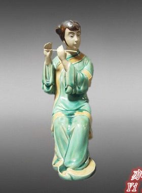 石湾公仔餐厅博古架仕女摆件商务礼品古典美女中国特色手工陶艺品