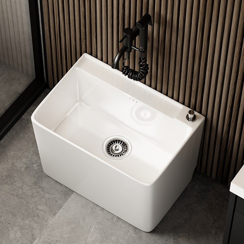 阳台洗拖把池陶瓷家用阳台化妆室大号落I地式拖布池墩布池小号地