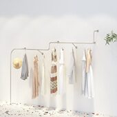 店货架上墙不锈钢拉丝银色陈列架 店女装 衣架服装 店专用展示架童装