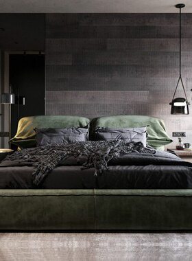 JOYIN软包意式简隐科技布艺床床布主卧婚极简北欧轻奢双人床现代