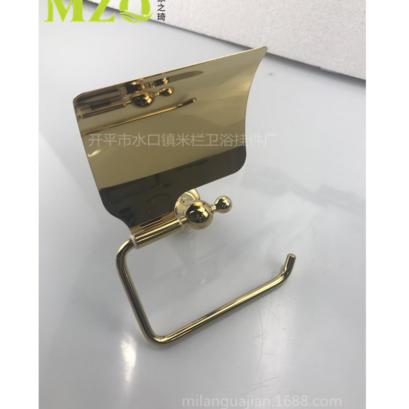卫生间金色全铜纸巾架 厕所卫生纸置物架 洗V手间卷纸置物架