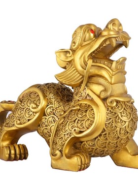 铜貔貅摆件一对黄铜貔恘貔犰皮丘家居客厅办公室开业工艺装饰礼品