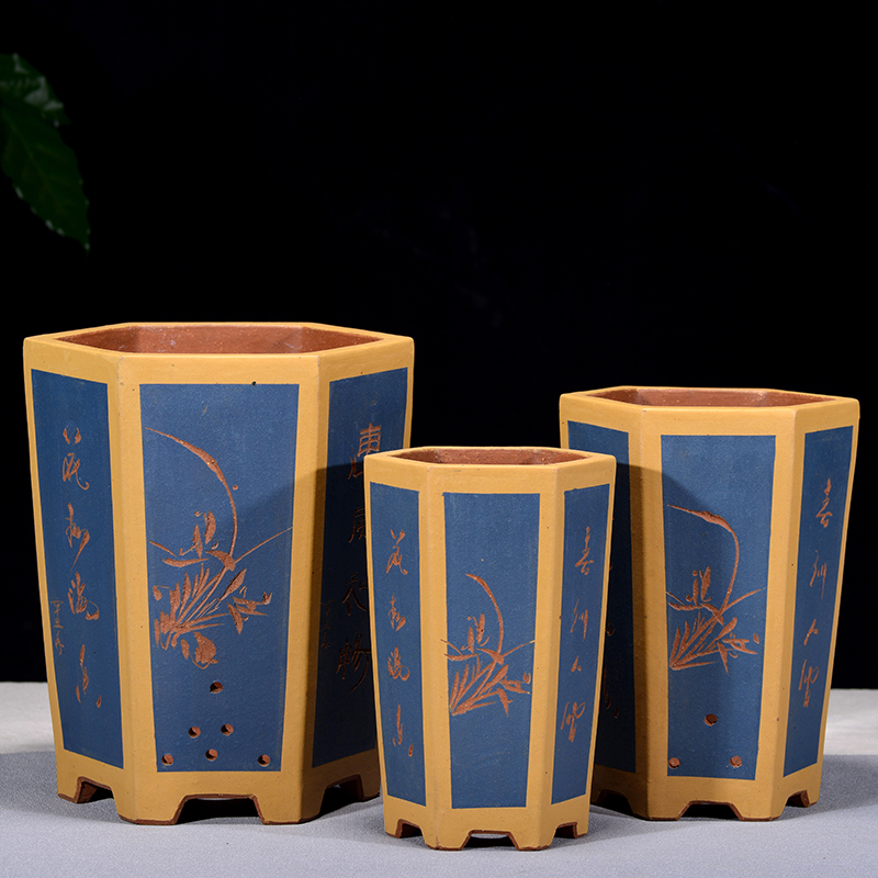 盆景盆特大号花盆四方粉浆千筒大六方千筒