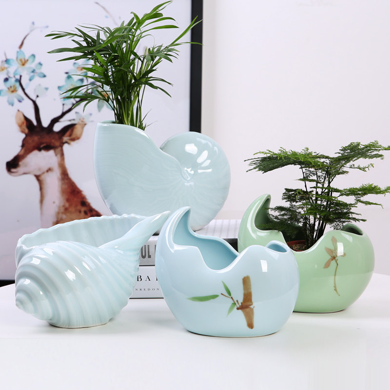 青瓷个性水仙花盆无孔铜钱草花盆白色碗莲盆睡莲水培花盆花盆陶瓷