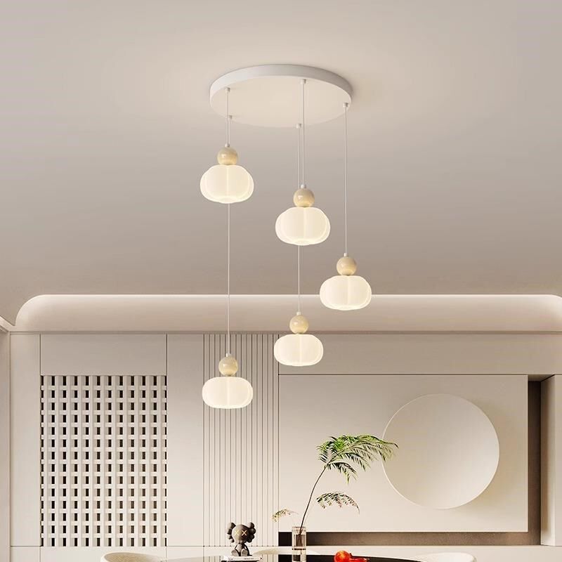 餐厅灯吊灯奶油南瓜吧台灯现代简约云朵三头饭厅灯棉花卧室床头灯