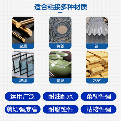 农机粘补胶高强度粘性强韧性好粘接金属玻璃铸铁铝钢陶瓷材质耐高