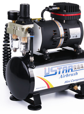 优速达静音220V模型馍馍上色画画喷笔601G气泵瓷砖修补空压机套装