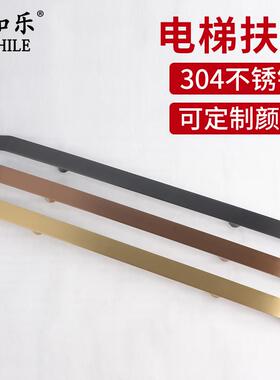 黑色玫瑰金不锈钢实心客梯楼梯轿厢电梯扶手扁型玻璃大门拉手定制