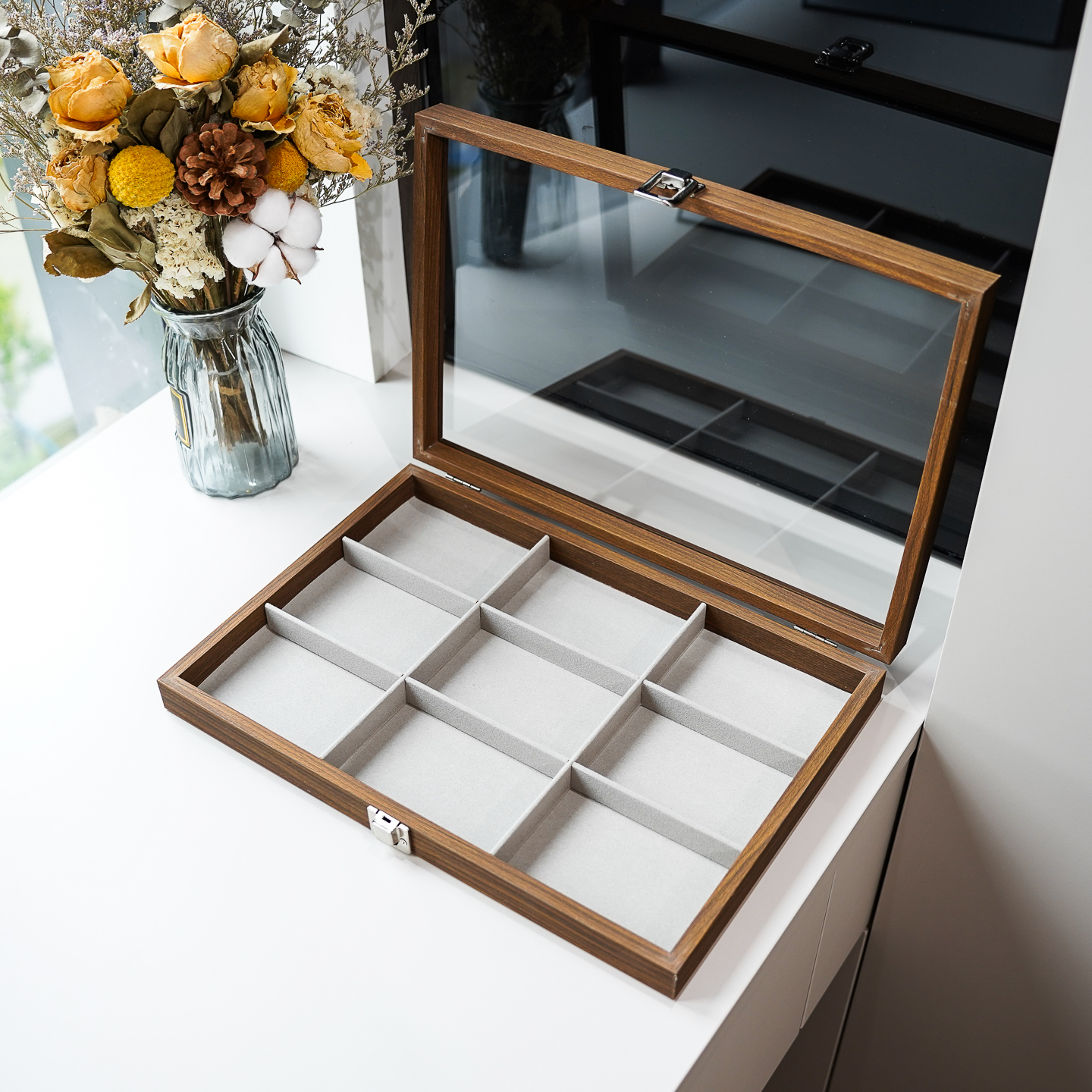 木质多格手链手镯防尘首饰收纳盒