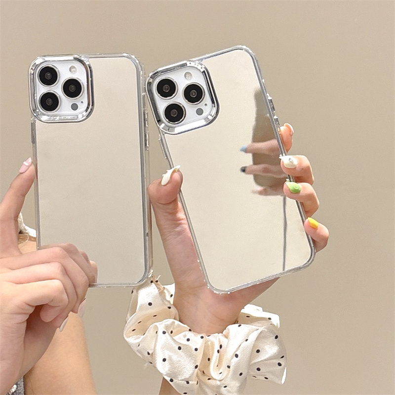 亚克力银色全屏镜面适用MotorolaG85手机壳摩托罗拉Edge50pro电镀镜框40neo补妆镜子E15高级感G04简约G32潮女