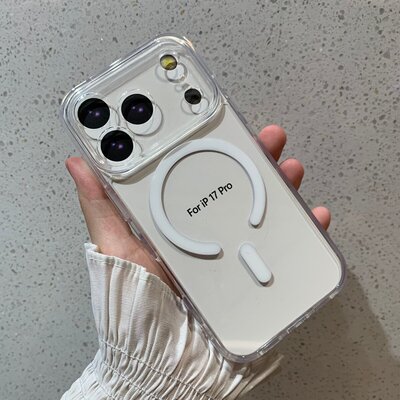 17pro晶透彩边磁吸17promax防摔抗菌手机壳16适用iPhone15Plus苹果14ProMax保护壳适配16promaxMagSafe耐黄变
