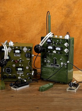 老式仿真无线电报机模型复古电台发报机摆件老物件装饰品拍摄道具